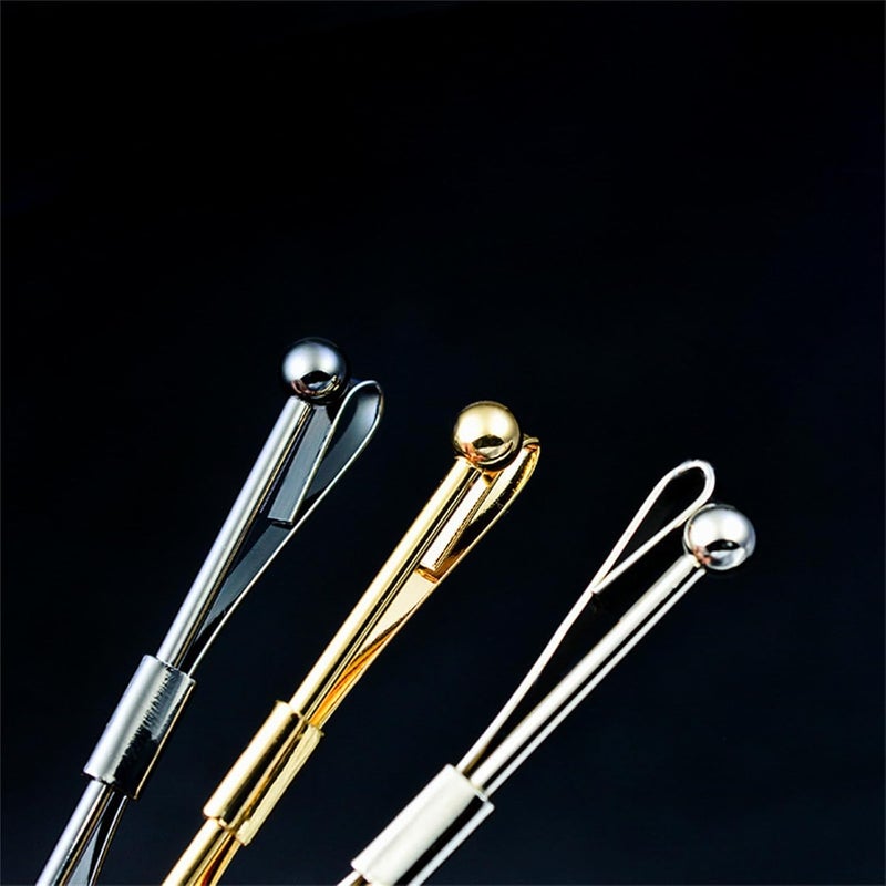 WCRAZYE Men Tie Pins Shirt Collar Pin Double Chains Tassel 18K Gold Silver Black Brass Collar Bar Tie Stick Pin Suit Accessories Wedding Business Gift - Image 5